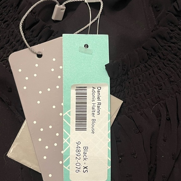 Daniel Rainn Adonis Halter Blouse Black Polka Dot Ruffle Collar Sz XS Women - Picture 5 of 8